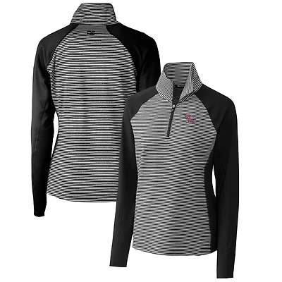 Pull-over extensible à demi-zip et rayures ton sur pour femme, Cutter & Buck, noir, Clemson Tigers Forge
