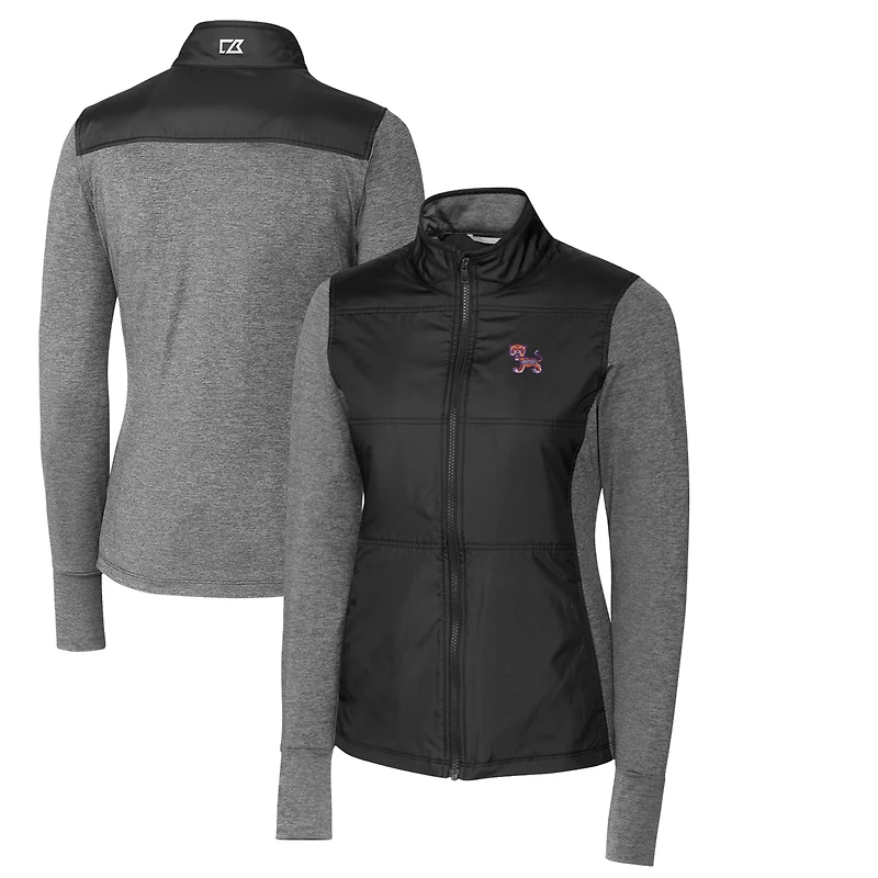 Veste matelassée hybride entièrement zippée Vault Stealth pour femme, noire, des Clemson Tigers, Cutter & Buck