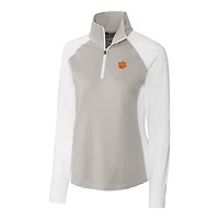 Veste à enfiler demi-zip ton sur Cutter & Buck pour femme, gris, des Tigers de Clemson