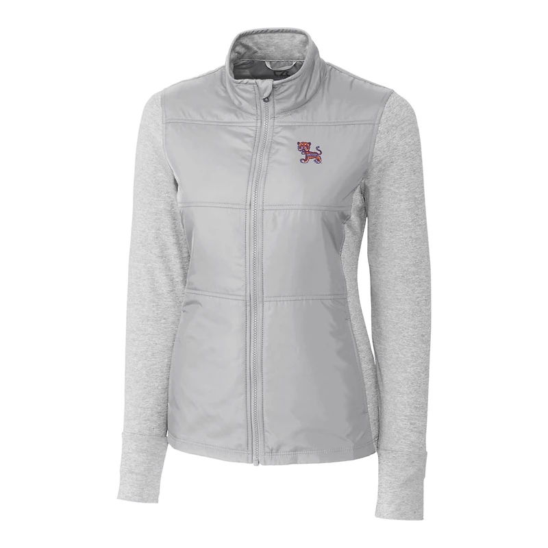 Women's Cutter & Buck Gray Clemson Tigers Vault Stealth Hybrid Quilted Full-Zip Jacket