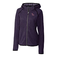 Sweat à capuche zippé en tricot pour femme Cutter & Buck Heather Purple Clemson Tigers Mainsail