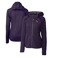 Sweat à capuche zippé en tricot pour femme Cutter & Buck Heather Purple Clemson Tigers Mainsail