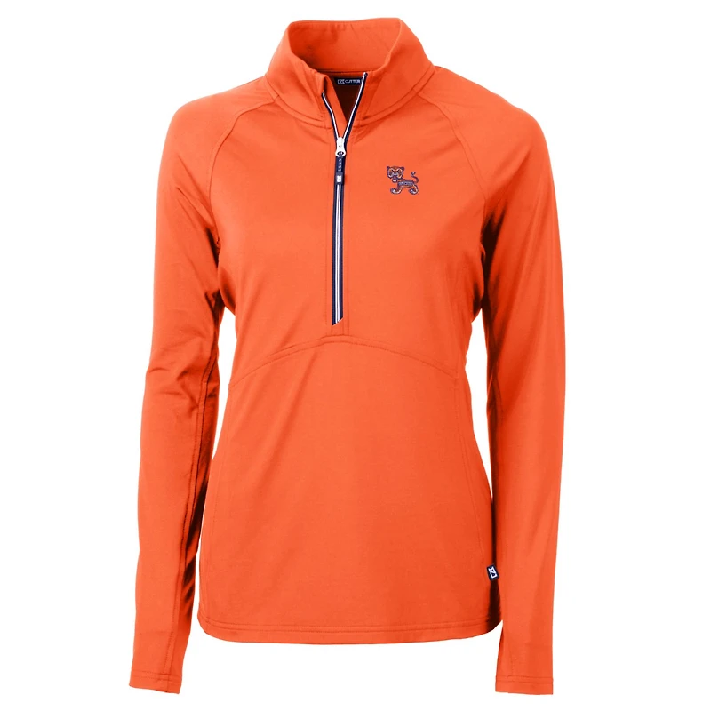 Women's Cutter & Buck Orange Clemson Tigers Adapt Eco Knit Stretch Recycled Half-Zip Pullover Top