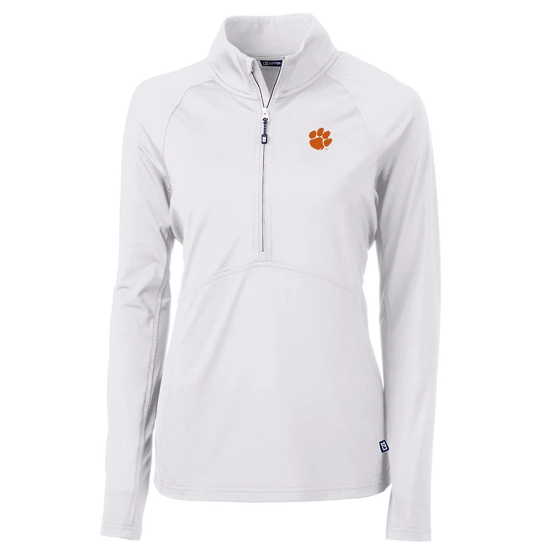 Veste demi-zip en tricot écologique Adapt pour femme, blanche, Cutter & Buck, des Clemson Tigers