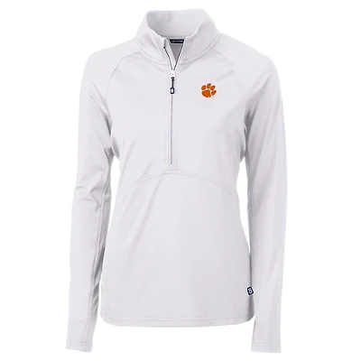Veste pull-over à demi-zip Cutter & Buck White Clemson Tigers Adapt Eco Knit pour femme