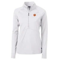 Veste pull-over à demi-zip Cutter & Buck White Clemson Tigers Adapt Eco Knit pour femme