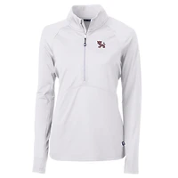 Pull-over demi-zippé en tricot extensible recyclé Cutter & Buck pour femme, blanc, des Tigers de Clemson, Adapt Eco Knit