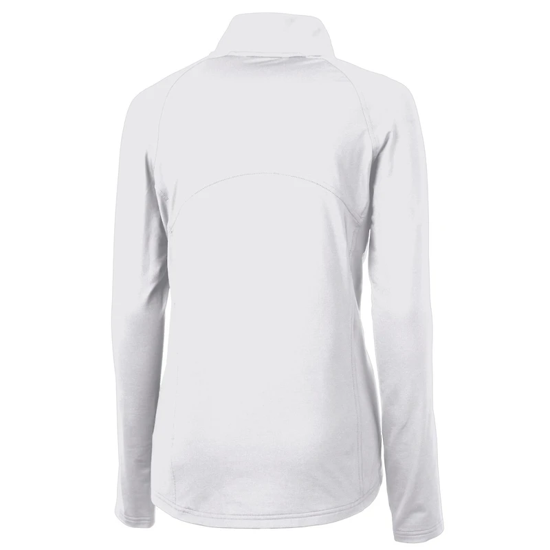 Pull-over demi-zippé en tricot extensible recyclé Cutter & Buck pour femme, blanc, des Tigers de Clemson, Adapt Eco Knit