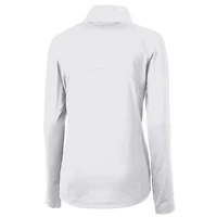 Pull-over demi-zippé en tricot extensible recyclé Cutter & Buck pour femme, blanc, des Tigers de Clemson, Adapt Eco Knit