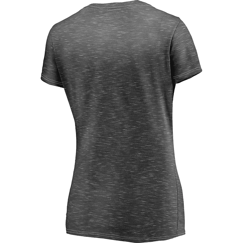 Women's Fanatics Charcoal Clemson Tigers Primary Logo Space-Dye V-Neck T-Shirt