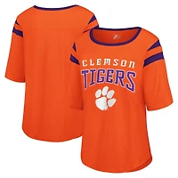Women's G-III 4Her by Carl Banks Orange Clemson Tigers Plus Linebacker Half-Sleeve T-Shirt