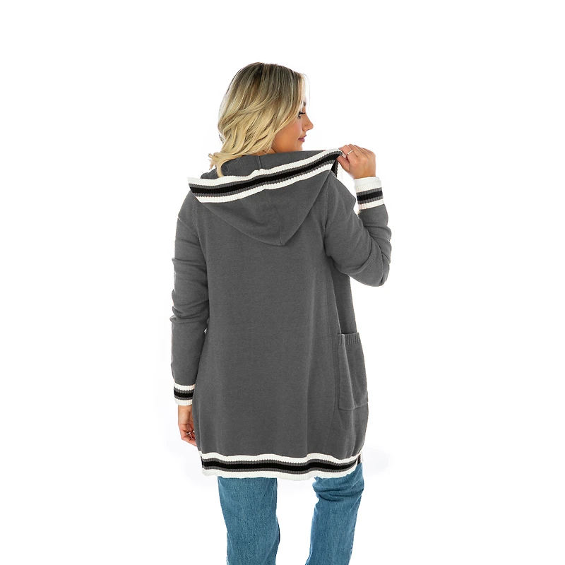 Cardigan gris à rayures arrondies Gameday Couture pour femme des Clemson Tigers