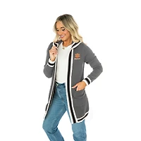 Women's Gameday Couture  Gray Clemson Tigers Tri-Blend Rounded Stripe Cardigan