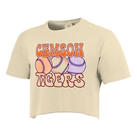 T-shirt court de baseball aux couleurs confortables des Clemson Tigers pour femmes