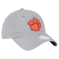 Casquette ajustable 9TWENTY avec logo Clemson Tigers de New Era pour femme, gris