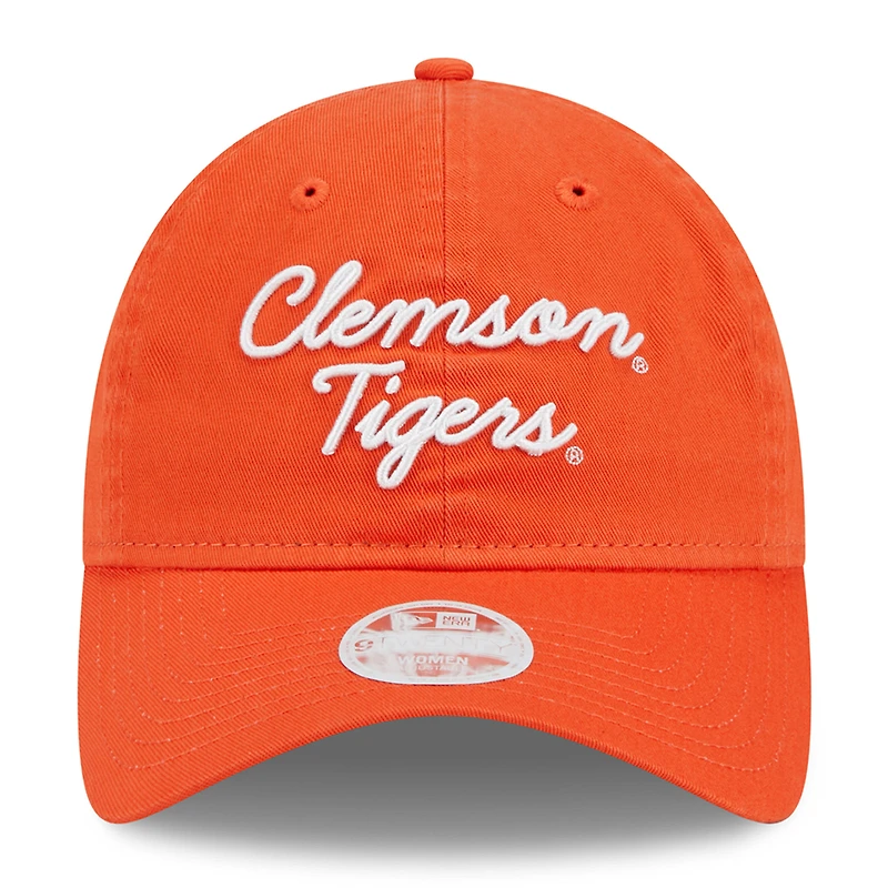 Casquette réglable New Era Clemson Tigers Script 9TWENTY orange pour femme