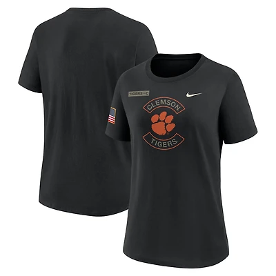 T-shirt Nike noir pour femme Clemson Tigers 2025 Military Appreciation Performance