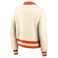Sweat-shirt court à demi-zip oversize Nike Legacy pour femme, couleur crème, modèle Clemson Tigers.