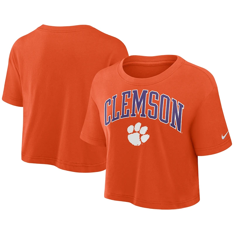 Women's Nike Orange Clemson Tigers Athletic Prep Arch Dri-FIT Cropped T-Shirt