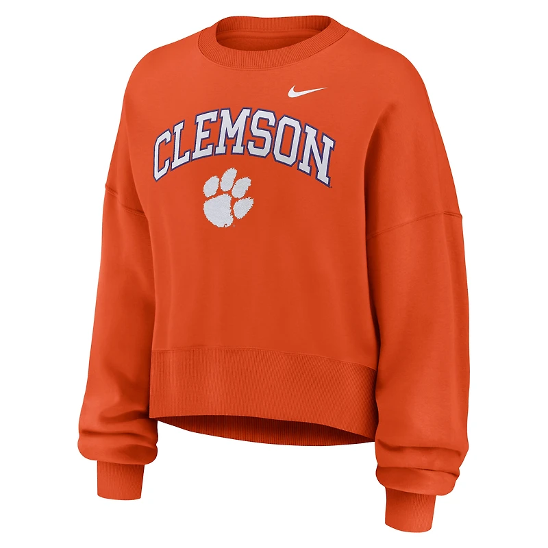 Women's Nike Orange Clemson Tigers Oversized Phoenix Arch Pullover Sweatshirt