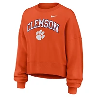 Women's Nike Orange Clemson Tigers Oversized Phoenix Arch Pullover Sweatshirt