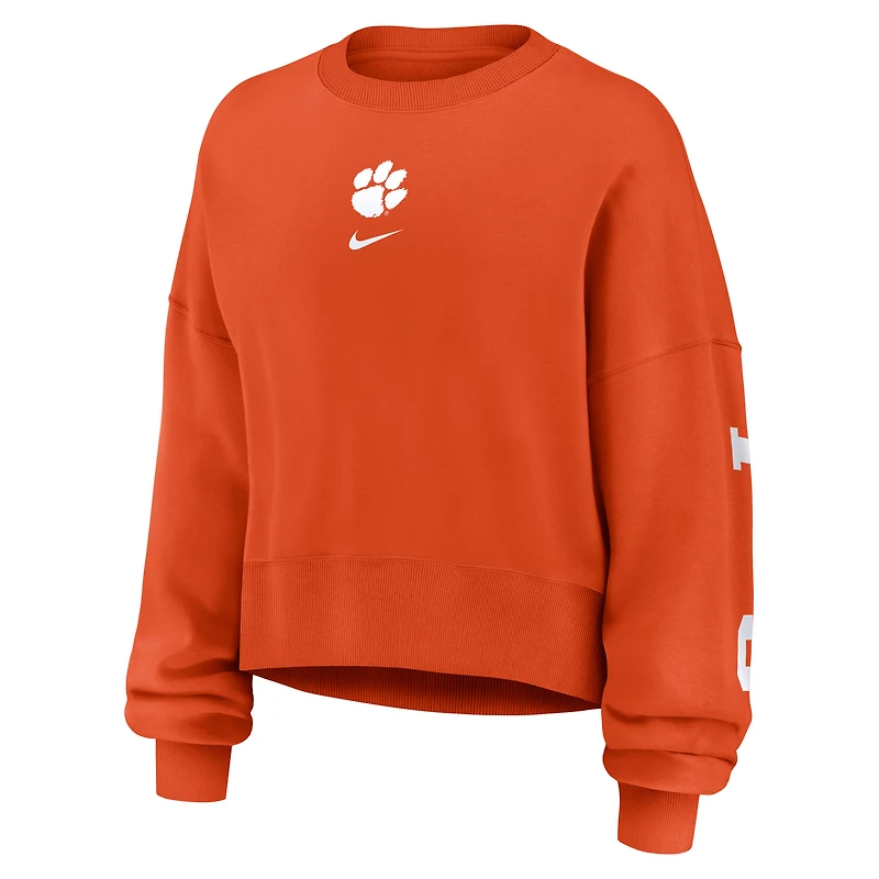 Women's Nike Orange Clemson Tigers Oversized Phoenix Pullover Sweatshirt