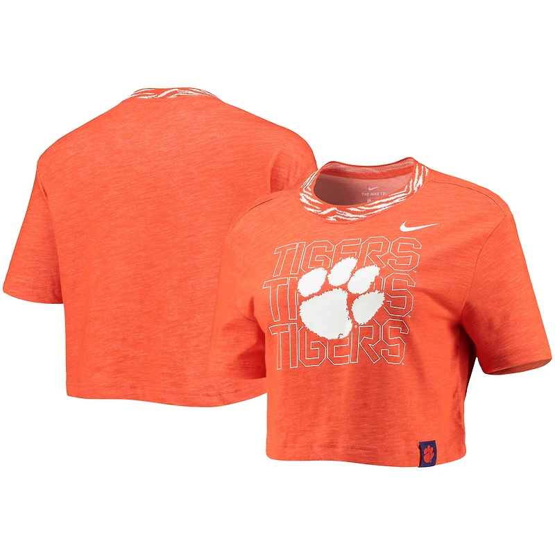 T-shirt court Nike Performance Clemson Tigers Slub Ringer pour femme orange