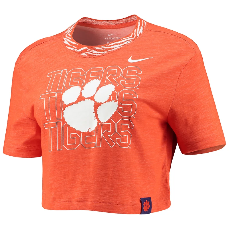 T-shirt court Nike Performance Clemson Tigers Slub Ringer pour femme orange
