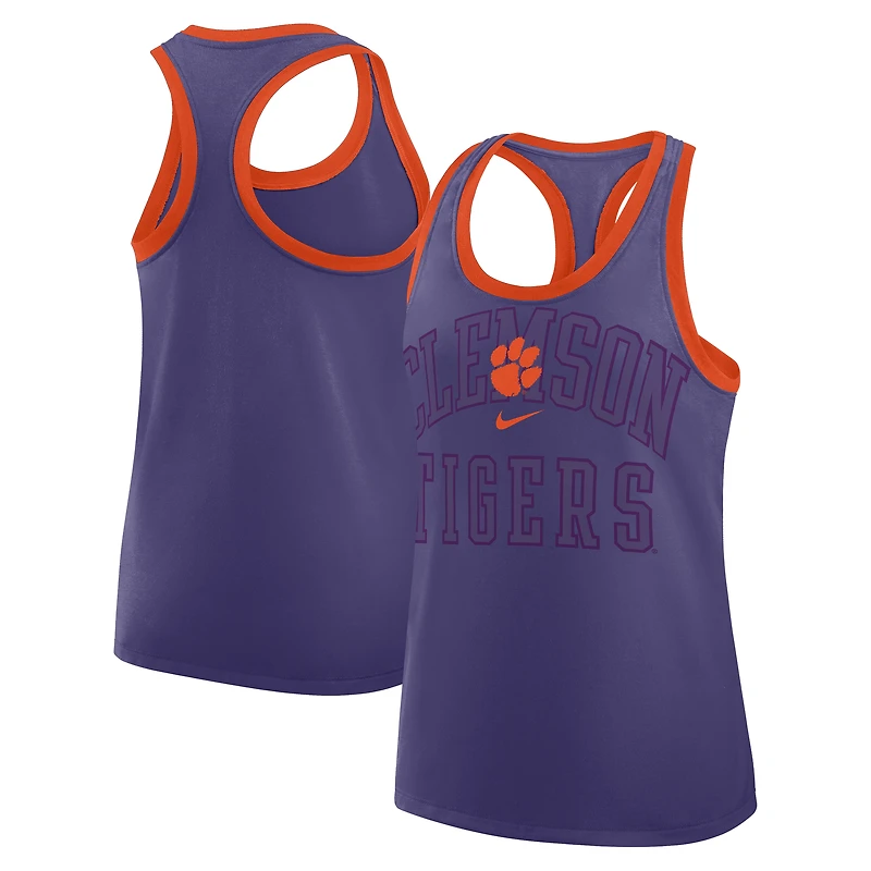Women's Nike Purple Clemson Tigers Primetime Tri-Blend Racerback Tank Top