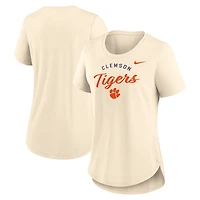 T-shirt Nike Tan Tri-Blend avec logo script des Clemson Tigers pour femme