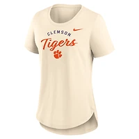 T-shirt Nike Tan Tri-Blend avec logo script des Clemson Tigers pour femme