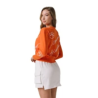 Pull brodé orange Love Note des Clemson Tigers pour femme