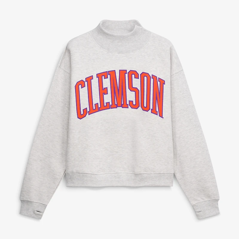 Sweat-shirt à col montant Nelson oversize Pressbox Ash Clemson Tigers pour femme