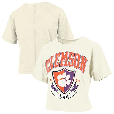 T-shirt court vintage Pressbox Cream Clemson Tigers pour femme