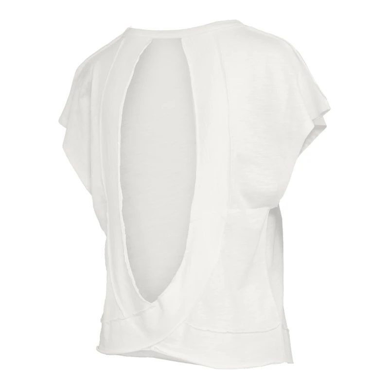 T-shirt Pressbox Cream pour femmes, modèle Clemson Tigers Nelson Movement, dos ouvert, en jersey flammé.