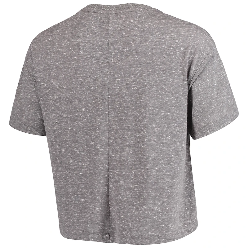 Women's Pressbox Gray Clemson Tigers Tri-Blend Bishop Knobi Crop T-Shirt