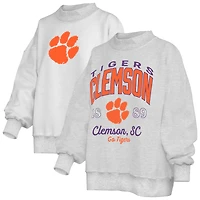 Sweat-shirt réversible Pressbox pour femmes, gris chiné, Clemson Tigers