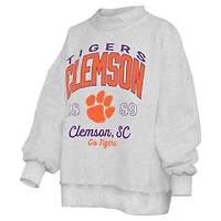 Sweat-shirt réversible Pressbox pour femmes, gris chiné, Clemson Tigers