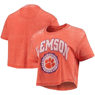 T-shirt Pressbox Clemson Tigers Edith Vintage Burnout Crop pour femme orange