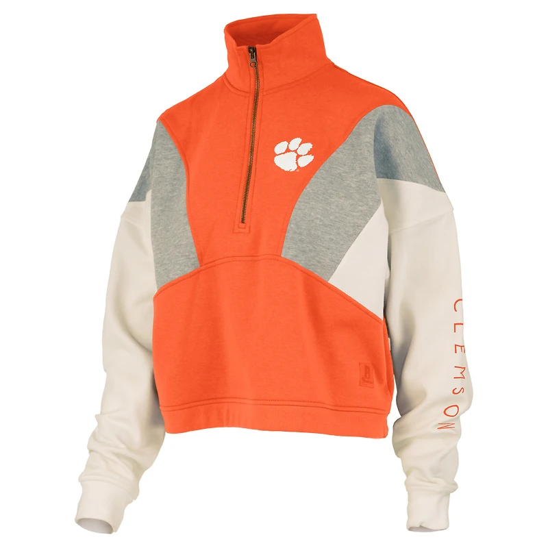 Sweat-shirt à fermeture éclair quart de tour Ferrara orange Clemson Tigers pour femme