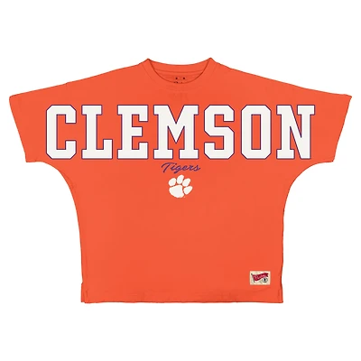 T-shirt oversize en flanelle orange Pressbox pour femmes, Clemson Tigers
