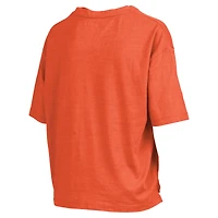 T-shirt oversize orange Pressbox pour femme avec logo Arch des Clemson Tigers et taille haute
