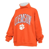 Women's Pressbox  Orange Clemson Tigers Oversized Mock Neck Sweatshirt