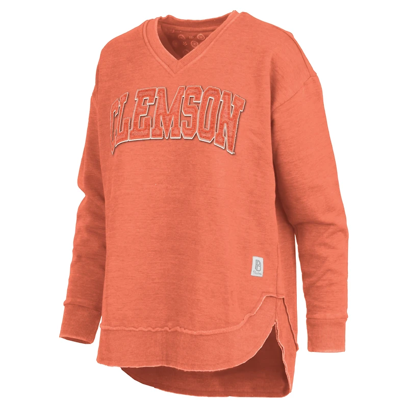 Women's Pressbox Orange Clemson Tigers Westin Poncho V-Neck Pullover Sweatshirt