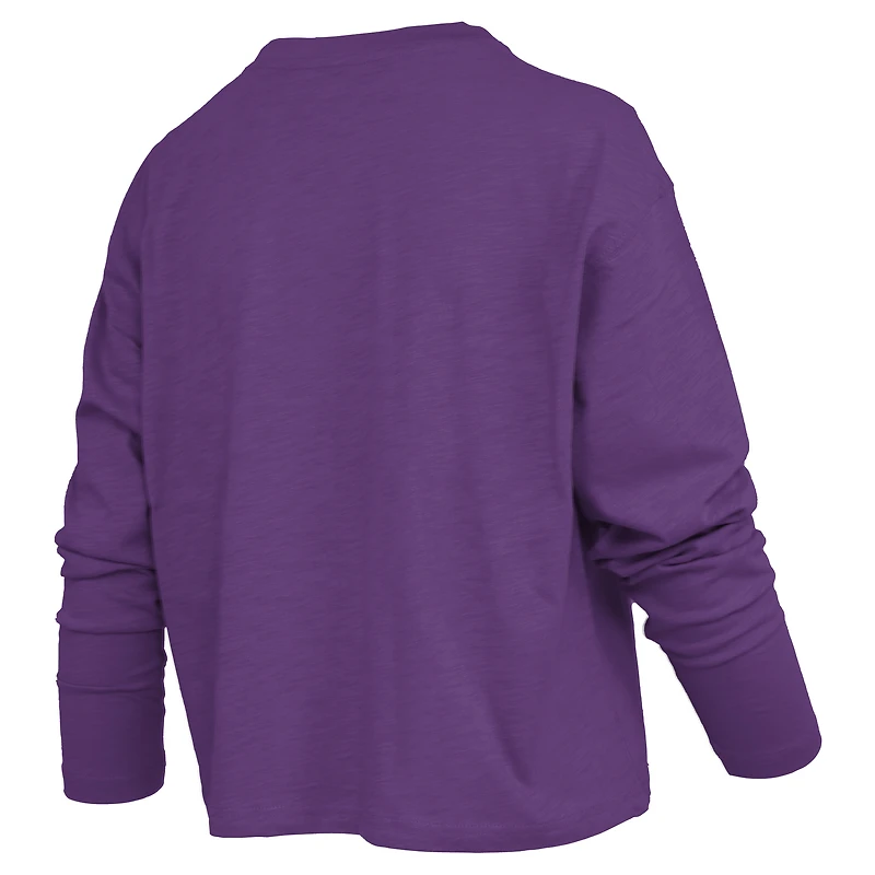Women's Pressbox Purple Clemson Tigers Motley Boxy Waist-Length Long Sleeve T-Shirt