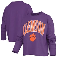 Women's Pressbox Purple Clemson Tigers Motley Boxy Waist-Length Long Sleeve T-Shirt