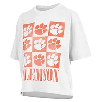 T-shirt surdimensionné blanc à la taille Pressbox Clemson Tigers Motley Crew Andy pour femmes