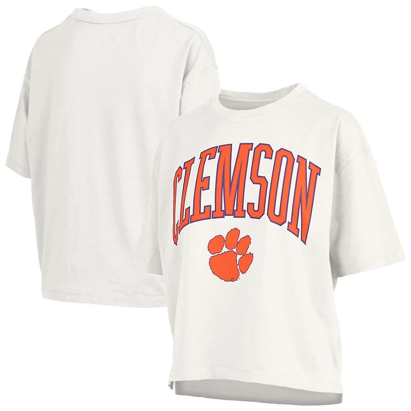 Women's Pressbox White Clemson Tigers Nelson T-Shirt
