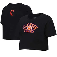 T-shirt court à manches carrées classique Clemson Tigers noir Pro Standard pour femme