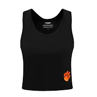 Women's Pro Standard Black Clemson Tigers Tonal Neutral Fitted Waist Length Racerback Tank Top